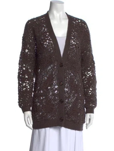 Pre-owned Brunello Cucinelli Cashmere V-neck Sweater In Neutral