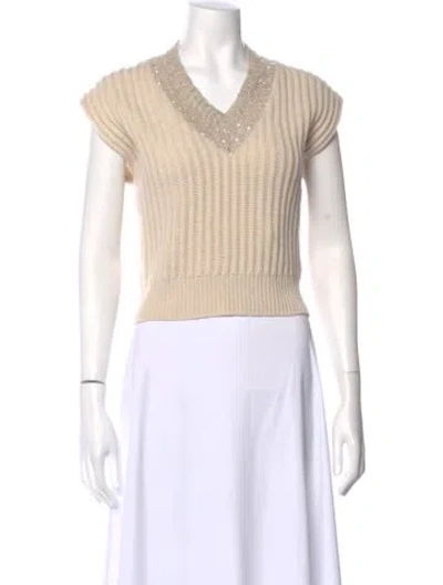 Pre-owned Brunello Cucinelli Cashmere V-neck Sweater In Neutral