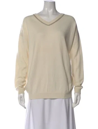 Pre-owned Brunello Cucinelli Cashmere V-neck Sweater In Neutral