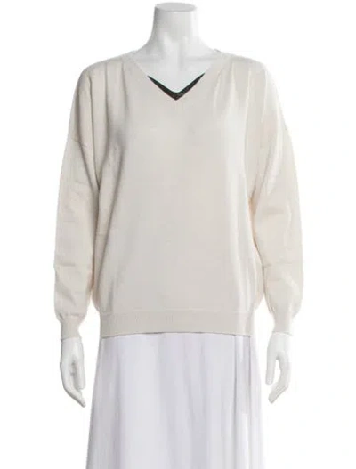 Pre-owned Brunello Cucinelli Cashmere V-neck Sweater In Neutral