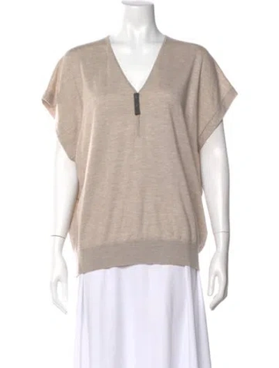 Pre-owned Brunello Cucinelli Cashmere V-neck Sweater In Neutral