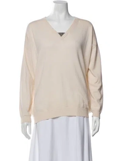 Pre-owned Brunello Cucinelli Cashmere V-neck Sweater In Neutral