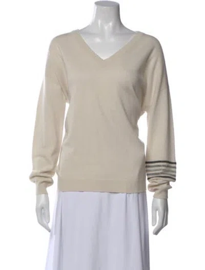 Pre-owned Brunello Cucinelli Cashmere V-neck Sweater In Neutral