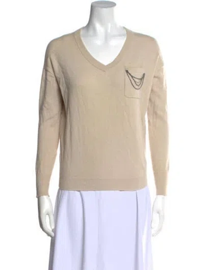 Pre-owned Brunello Cucinelli Cashmere V-neck Sweater In Neutral