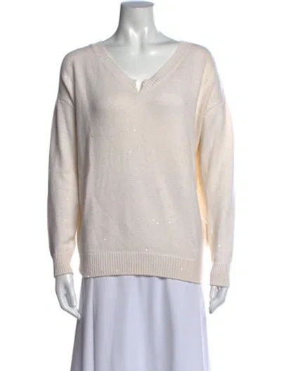 Pre-owned Brunello Cucinelli Cashmere V-neck Sweater In Neutral