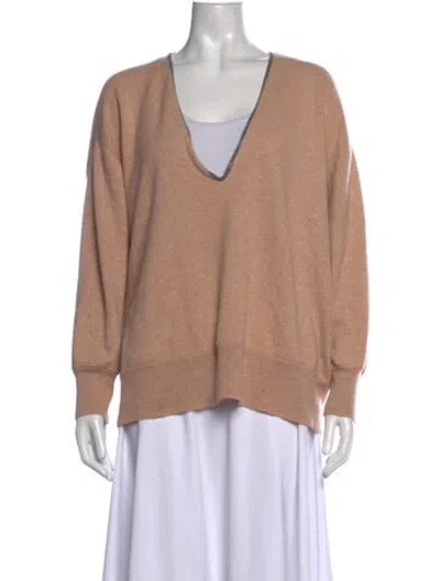 Pre-owned Brunello Cucinelli Cashmere V-neck Sweater In Neutrals