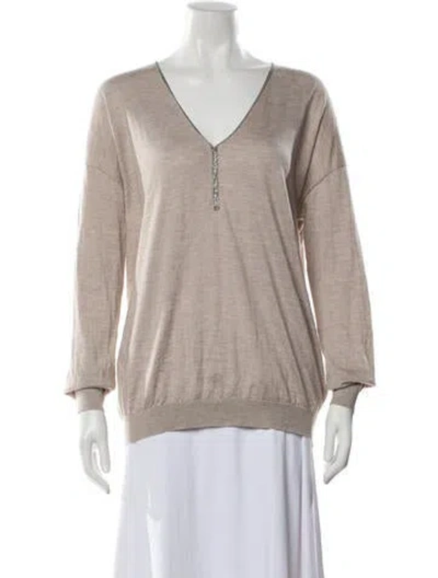 Pre-owned Brunello Cucinelli Cashmere V-neck Sweater In Neutrals