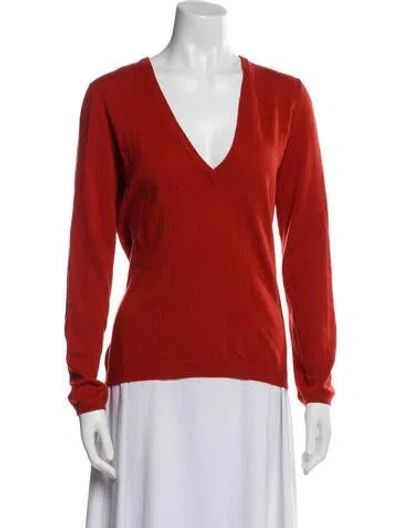 Pre-owned Brunello Cucinelli Cashmere V-neck Sweater In Orange