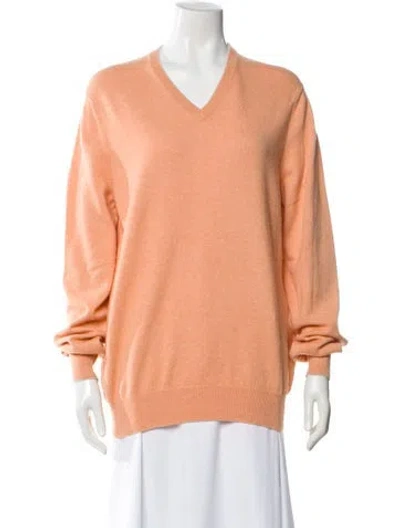 Pre-owned Brunello Cucinelli Cashmere V-neck Sweater In Orange