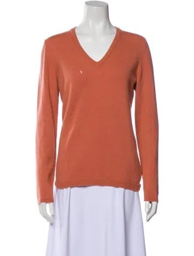 Pre-owned Brunello Cucinelli Cashmere V-neck Sweater In Orange