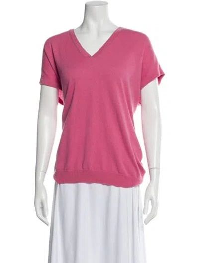 Pre-owned Brunello Cucinelli Cashmere V-neck Sweater In Pink