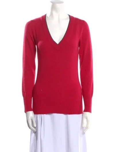 Pre-owned Brunello Cucinelli Cashmere V-neck Sweater In Pink