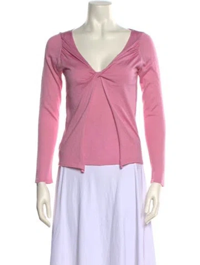 Pre-owned Brunello Cucinelli Cashmere V-neck Sweater In Pink