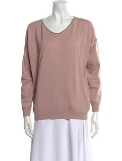 Pre-owned Brunello Cucinelli Cashmere V-neck Sweater In Pink