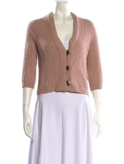 Pre-owned Brunello Cucinelli Cashmere V-neck Sweater In Pink