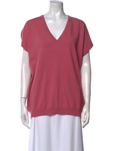 Pre-owned Brunello Cucinelli Cashmere V-neck Sweater In Pink