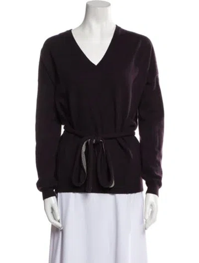 Pre-owned Brunello Cucinelli Cashmere V-neck Sweater In Purple