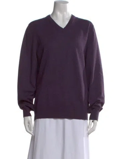 Pre-owned Brunello Cucinelli Cashmere V-neck Sweater In Purple