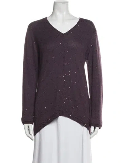 Pre-owned Brunello Cucinelli Cashmere V-neck Sweater In Purple