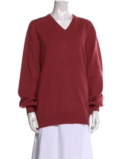Pre-owned Brunello Cucinelli Cashmere V-neck Sweater In Red