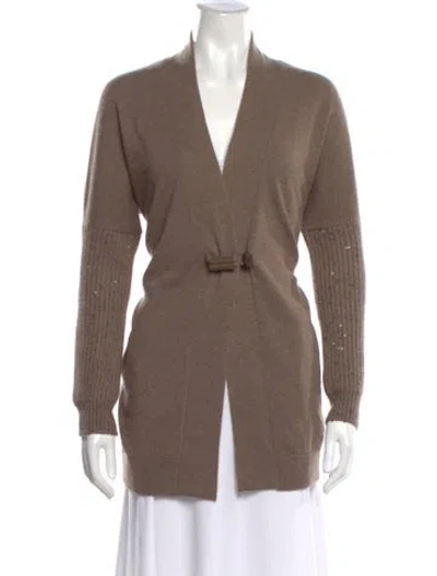 Pre-owned Brunello Cucinelli Cashmere V-neck Sweater W/ Tags In Brown