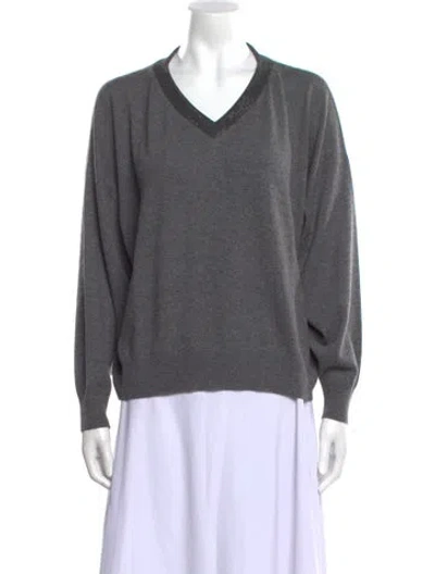 Pre-owned Brunello Cucinelli Cashmere V-neck Sweater W/ Tags In Gray
