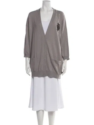 Pre-owned Brunello Cucinelli Cashmere V-neck Sweater W/ Tags In Gray