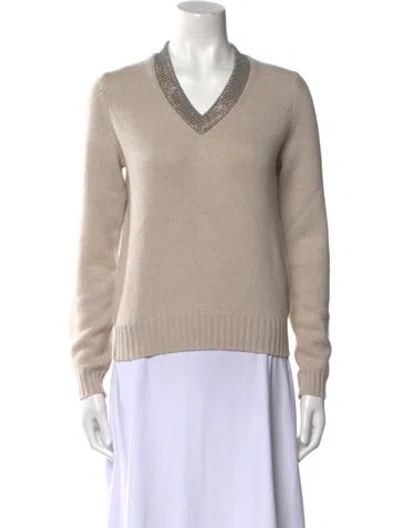 Pre-owned Brunello Cucinelli Cashmere V-neck Sweater W/ Tags In Neutral