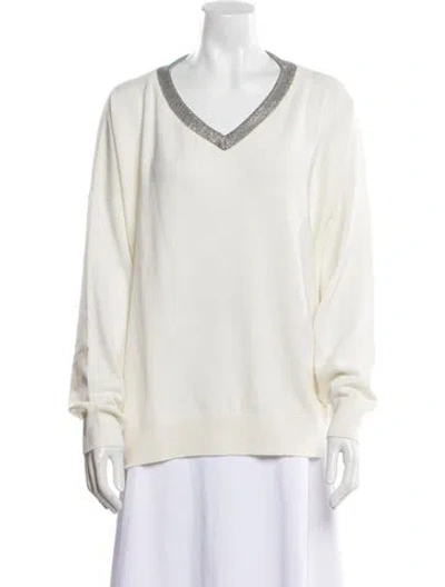 Pre-owned Brunello Cucinelli Cashmere V-neck Sweater W/ Tags In Neutral