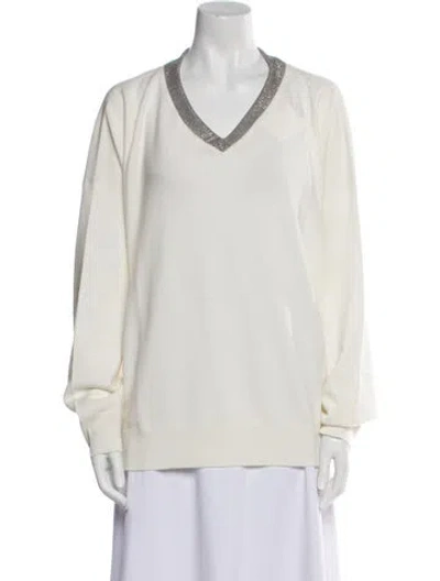 Pre-owned Brunello Cucinelli Cashmere V-neck Sweater W/ Tags In Neutral