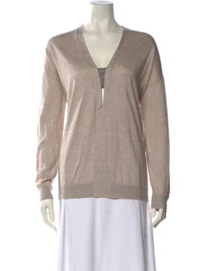 Pre-owned Brunello Cucinelli Cashmere V-neck Sweater W/ Tags In Neutral
