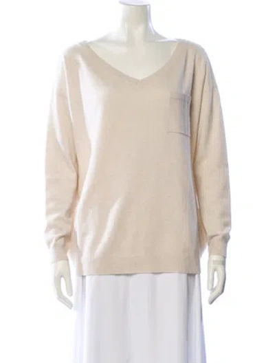 Pre-owned Brunello Cucinelli Cashmere V-neck Sweater W/ Tags In Neutral