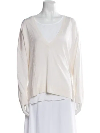 Pre-owned Brunello Cucinelli Cashmere V-neck Sweater W/ Tags In Neutral