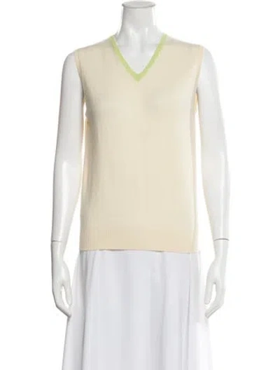 Pre-owned Brunello Cucinelli Cashmere V-neck Sweater In White