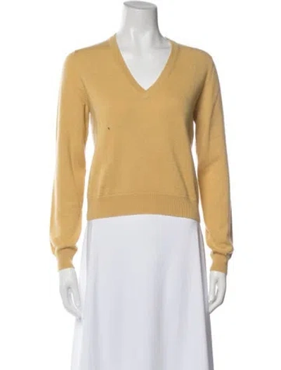 Pre-owned Brunello Cucinelli Cashmere V-neck Sweater In Yellow