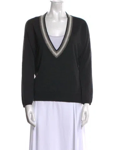 Pre-owned Brunello Cucinelli Cashmere V-neck Sweatshirt In Black