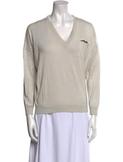 Pre-owned Brunello Cucinelli Cashmere V-neck Sweatshirt In Neutral
