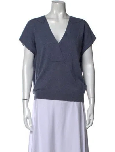 Pre-owned Brunello Cucinelli Cashmere V-neck Top In Blue