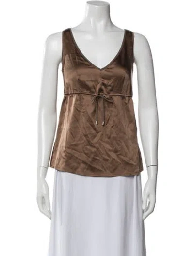 Pre-owned Brunello Cucinelli Cashmere V-neck Top In Brown