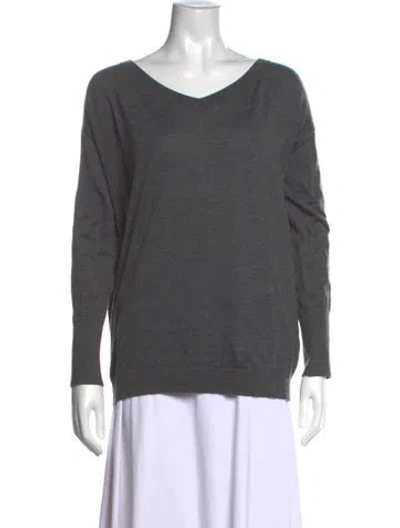 Pre-owned Brunello Cucinelli Cashmere V-neck Top In Grey/metallic