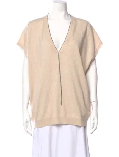 Pre-owned Brunello Cucinelli Cashmere V-neck Top In Neutral