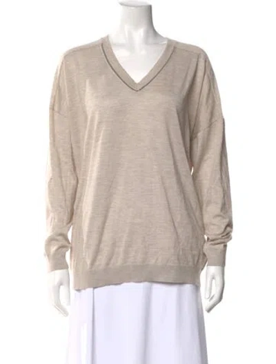 Pre-owned Brunello Cucinelli Cashmere V-neck Top In Neutral