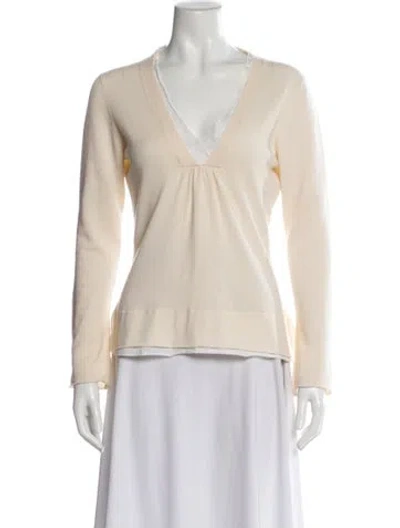 Pre-owned Brunello Cucinelli Cashmere V-neck Top In Neutral