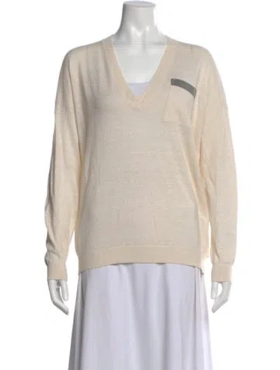 Pre-owned Brunello Cucinelli Cashmere V-neck Top In Neutral