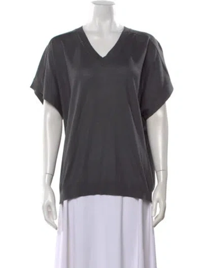 Pre-owned Brunello Cucinelli Cashmere V-neck T-shirt In Gray