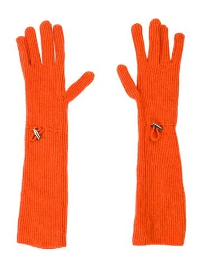 Pre-owned Brunello Cucinelli Cashmere Winter Gloves W/tags In Orange