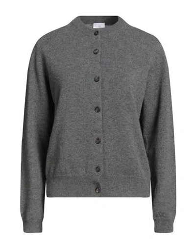 Brunello Cucinelli Cashmere Woman Cardigan Grey Size M Virgin Wool, Cashmere, Silk In Gray