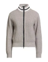 Brunello Cucinelli Cashmere Woman Cardigan Grey Size Xxl Cashmere, Brass In Brown