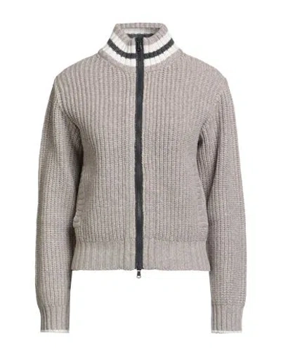 Brunello Cucinelli Cashmere Woman Cardigan Grey Size Xxl Cashmere, Brass In Brown