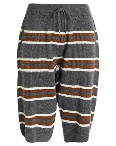 Brunello Cucinelli Cashmere Woman Shorts & Bermuda Shorts Charcoal Size M Virgin Wool, Cashmere, Sil In Gray